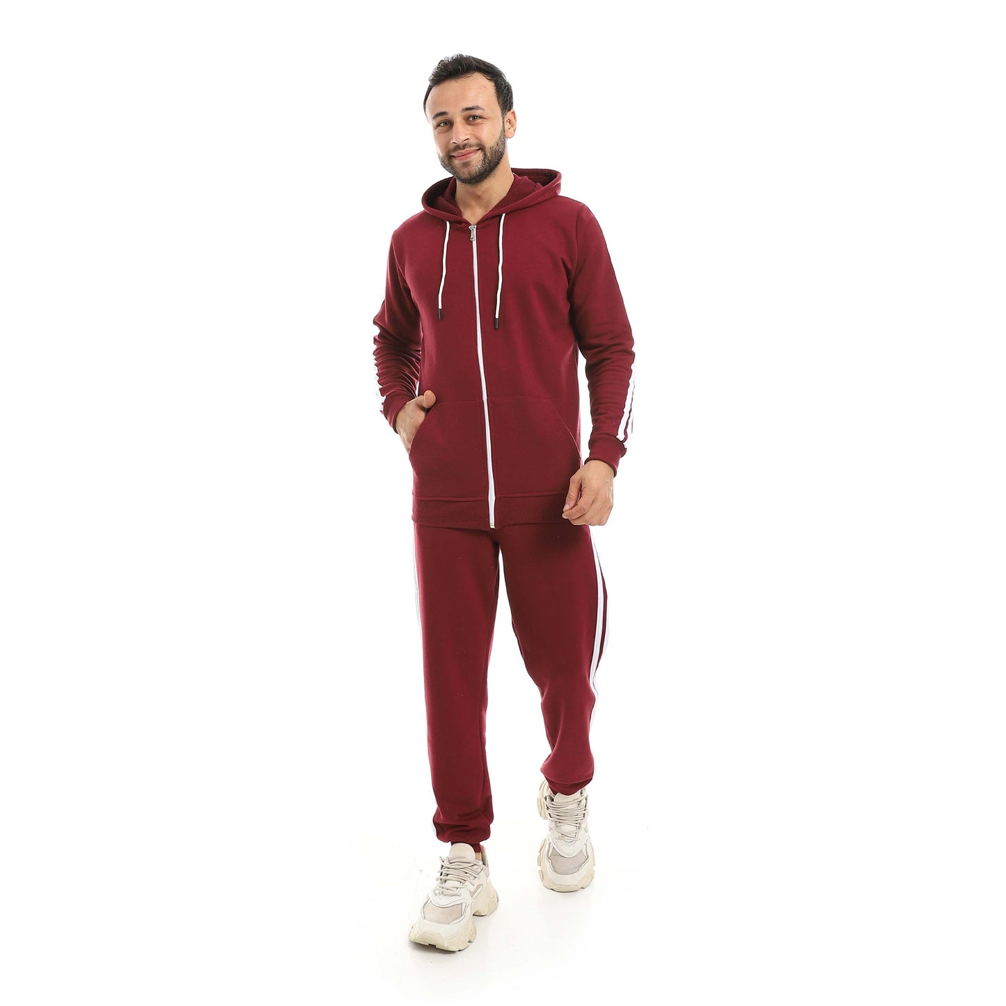 Red Circle Hoodie with zipper with pant men