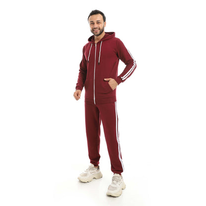 Red Circle Hoodie with zipper with pant men