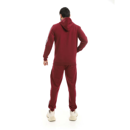 Red Circle Hoodie with zipper with pant men