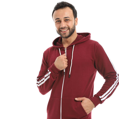 Red Circle Hoodie with zipper with pant men