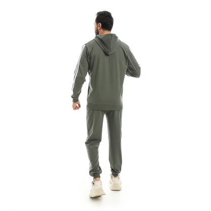 Red Circle Hoodie with zipper with pant men