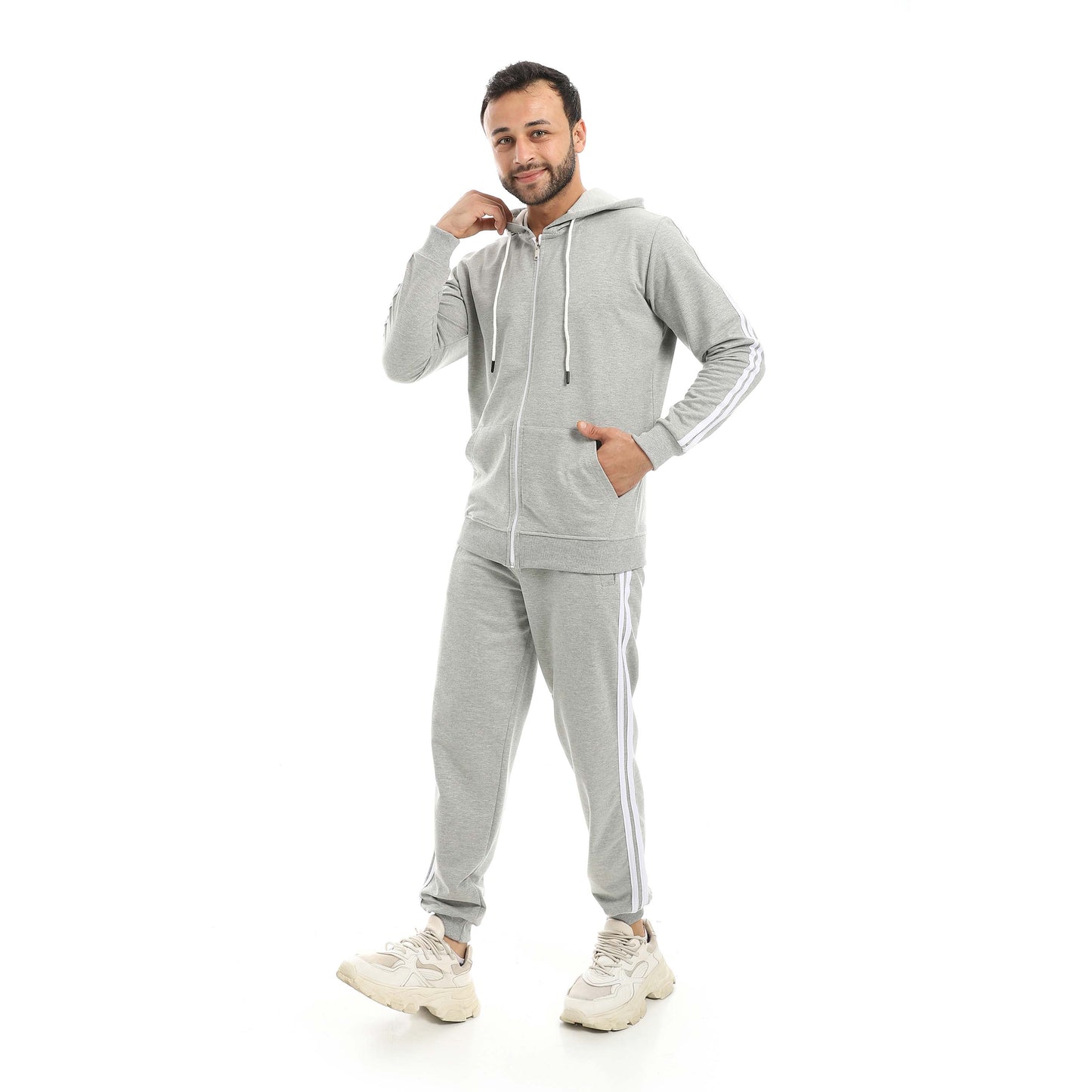 Red Circle Hoodie with zipper with pant men