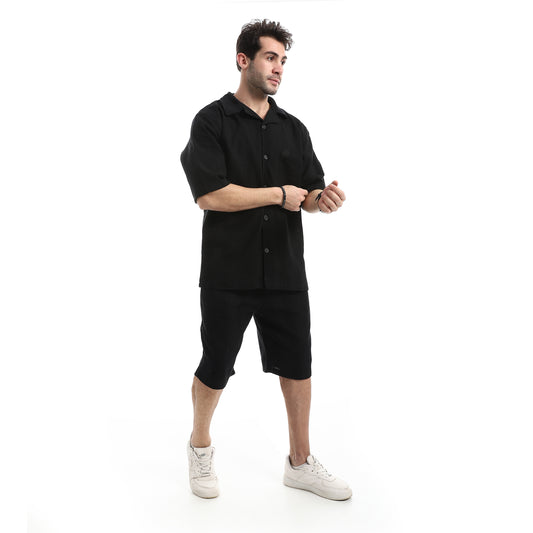 طقم شورت خفيف كاجوال بقصة مريحة