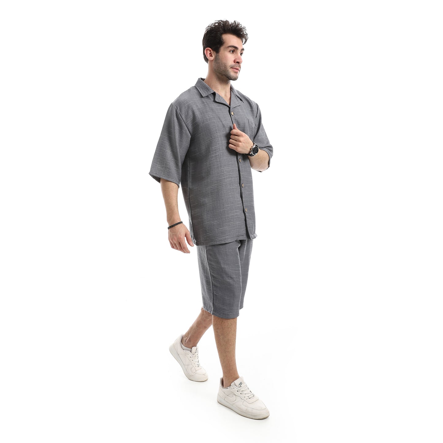 Heather Short Sleeves Linen Breezy Shorts Set