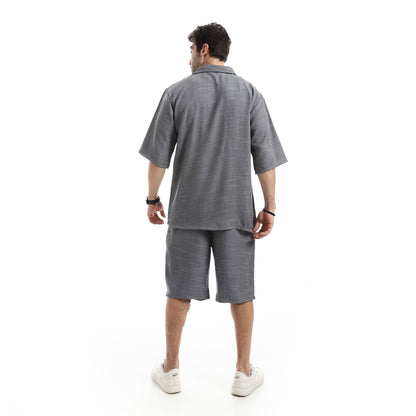 Heather Short Sleeves Linen Breezy Shorts Set