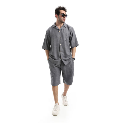 Heather Short Sleeves Linen Breezy Shorts Set