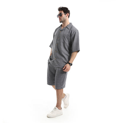 Heather Short Sleeves Linen Breezy Shorts Set
