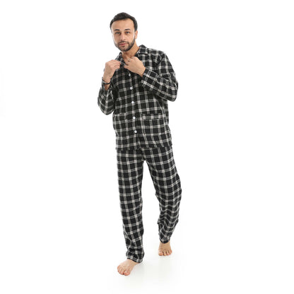 Plaid Bottons Closure Pajama Set