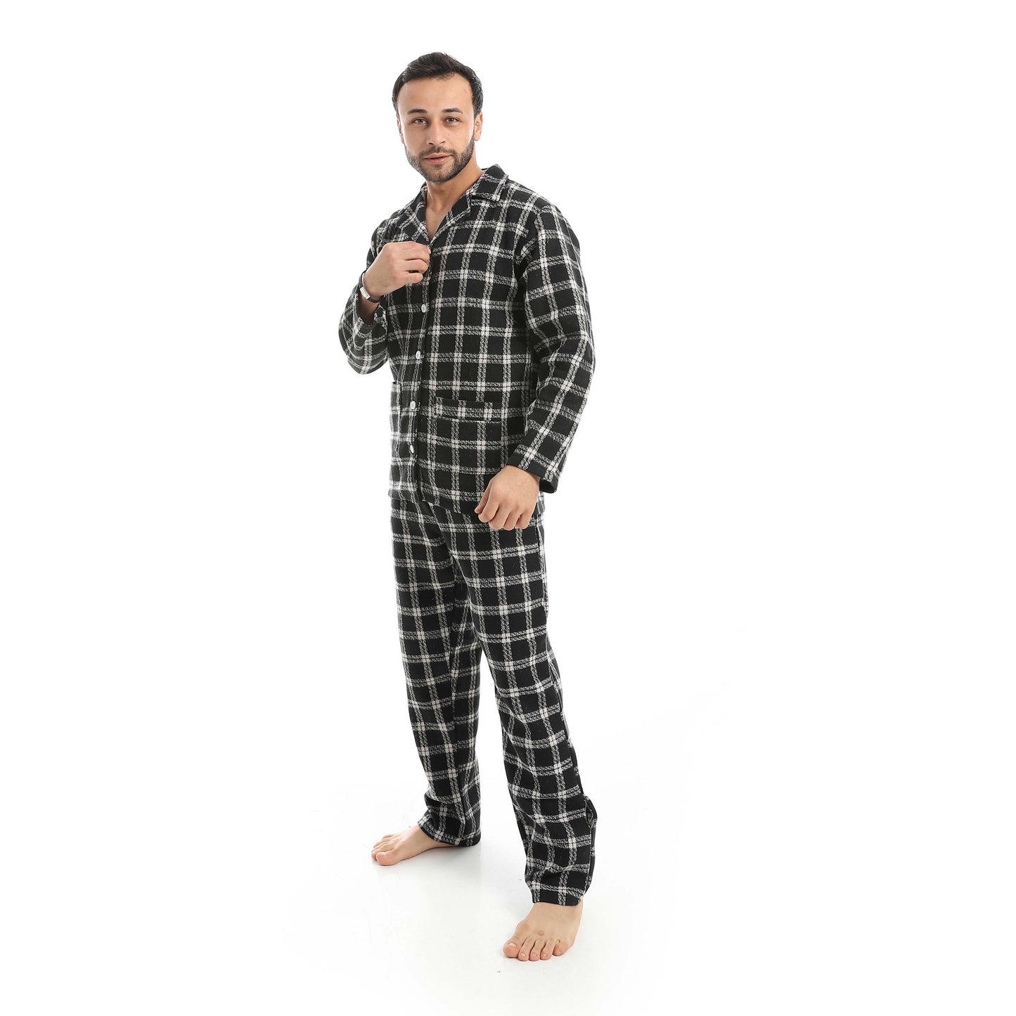Plaid Bottons Closure Pajama Set