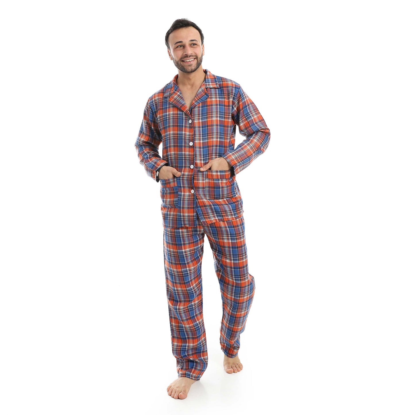 Plaid Bottons Closure Pajama Set