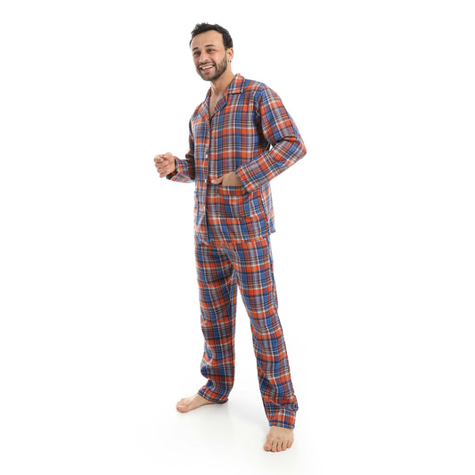 Plaid Bottons Closure Pajama Set