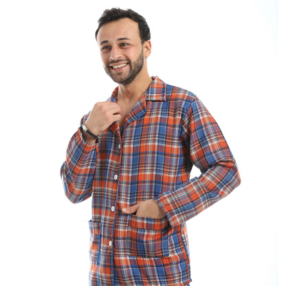 Plaid Bottons Closure Pajama Set