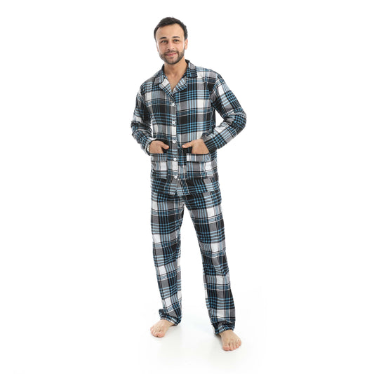 Plaid Bottons Closure Pajama Set