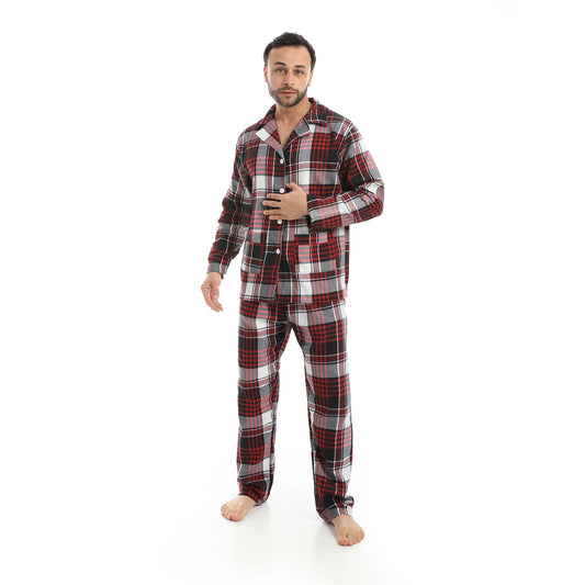 Plaid Bottons Closure Pajama Set