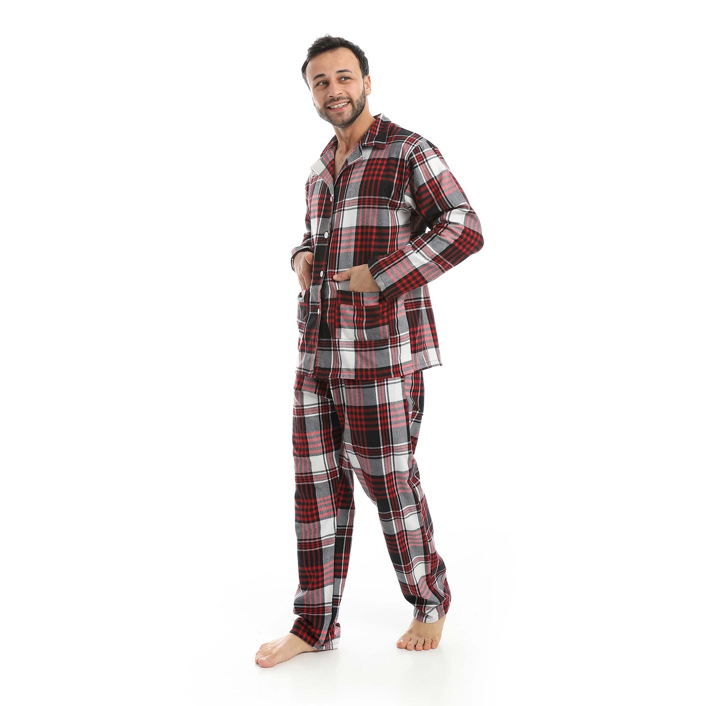 Plaid Bottons Closure Pajama Set