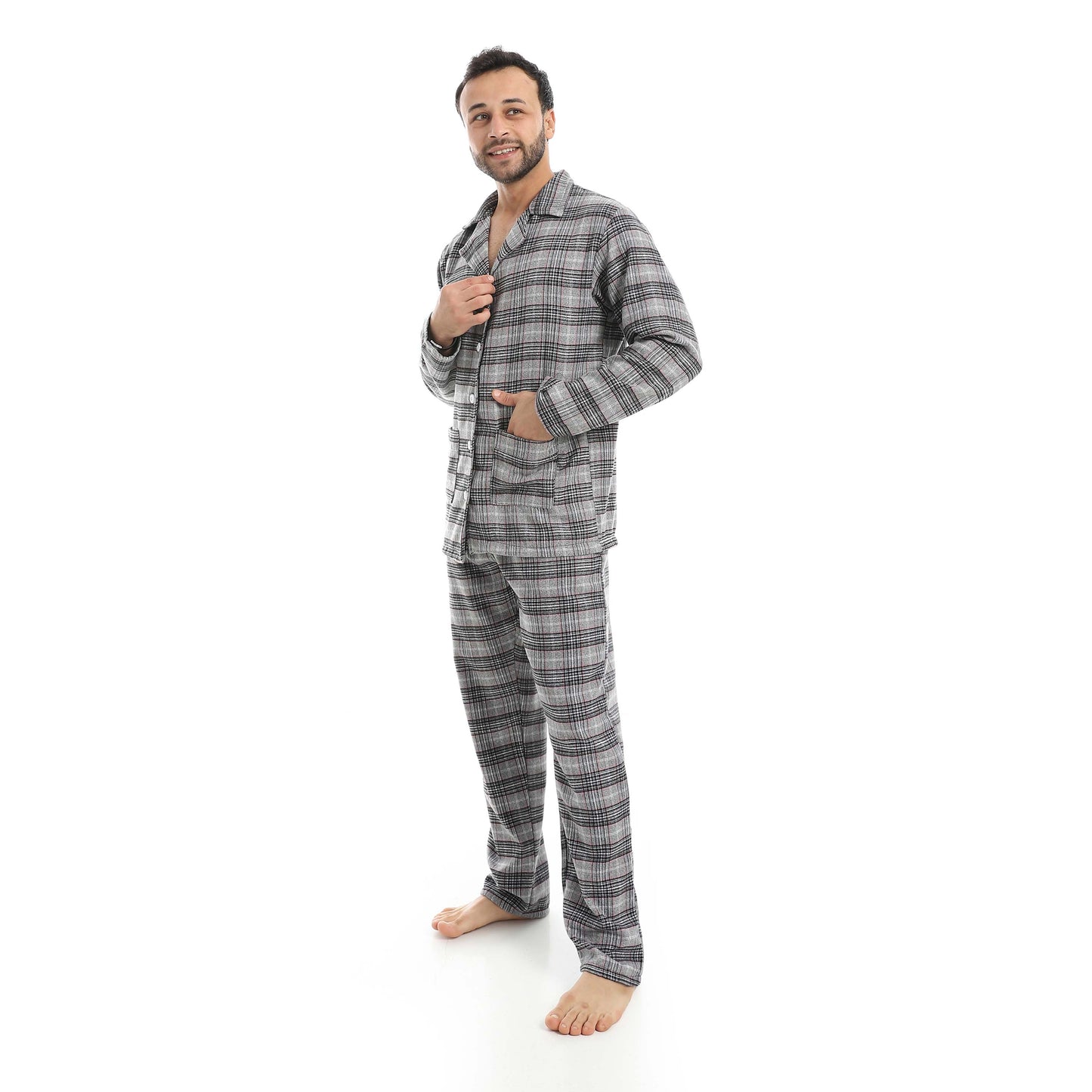 Plaid Bottons Closure Pajama Set