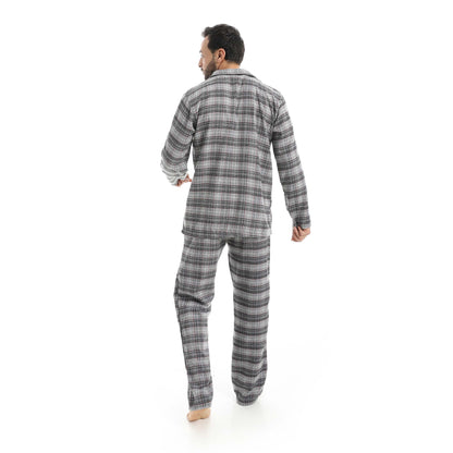 Plaid Bottons Closure Pajama Set