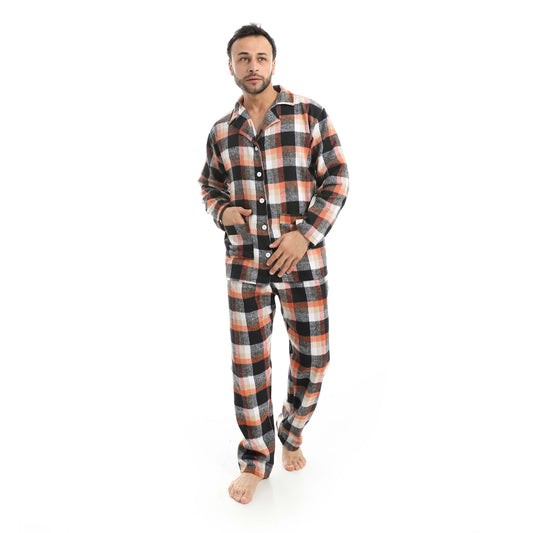 Plaid Bottons Closure Pajama Set