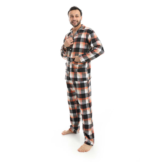 Plaid Bottons Closure Pajama Set