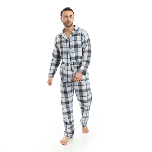 Plaid Bottons Closure Pajama Set