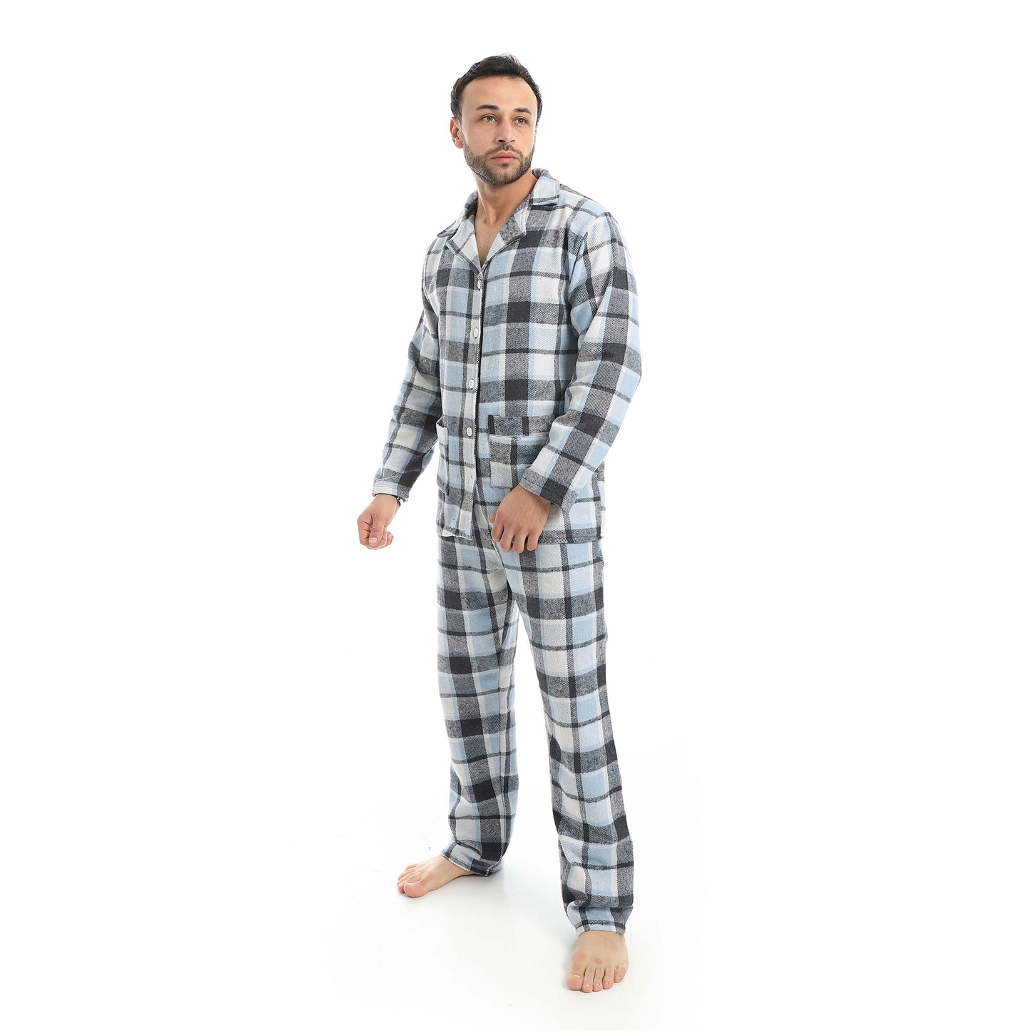 Plaid Bottons Closure Pajama Set
