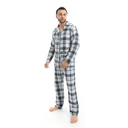 Plaid Bottons Closure Pajama Set