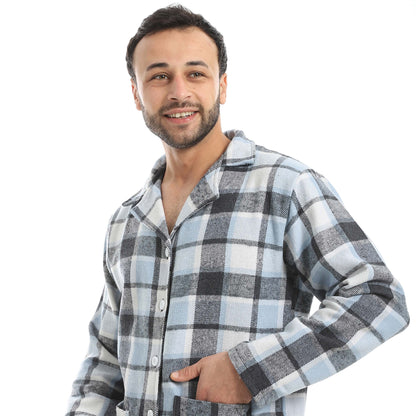 Plaid Bottons Closure Pajama Set