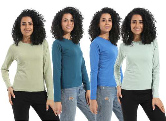 Bundle of 4 Single Lycra Bodysuit with Wide Neck