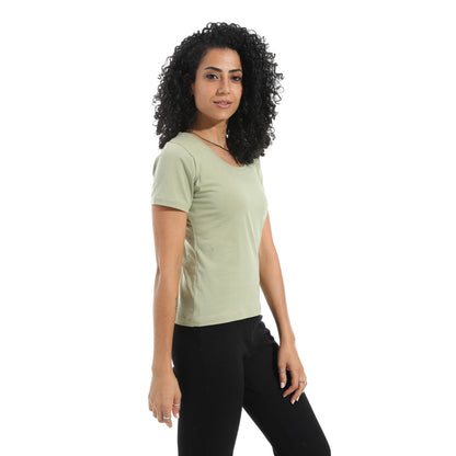 Xtcy Single Lycra Half Sleeve Wide Neck Bodysuit women