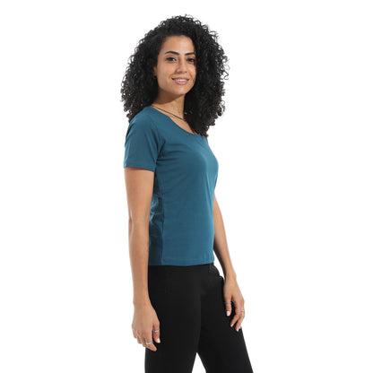 Xtcy Single Lycra Half Sleeve Wide Neck Bodysuit women