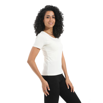 Xtcy Single Lycra Half Sleeve Wide Neck Bodysuit women