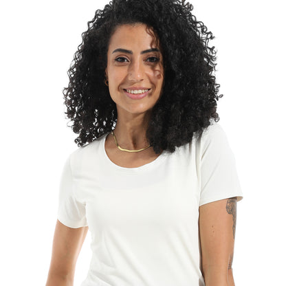 Xtcy Single Lycra Half Sleeve Wide Neck Bodysuit women