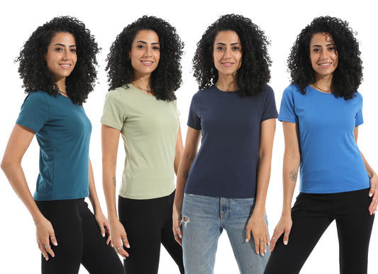 Bundle of 4 Single Lycra Half Sleeve Wide Neck Bodysuit