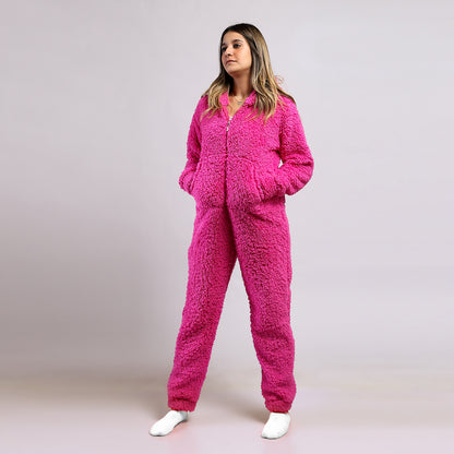 Hooded Neck Wool Kangaroo Pocket Jumpsuit