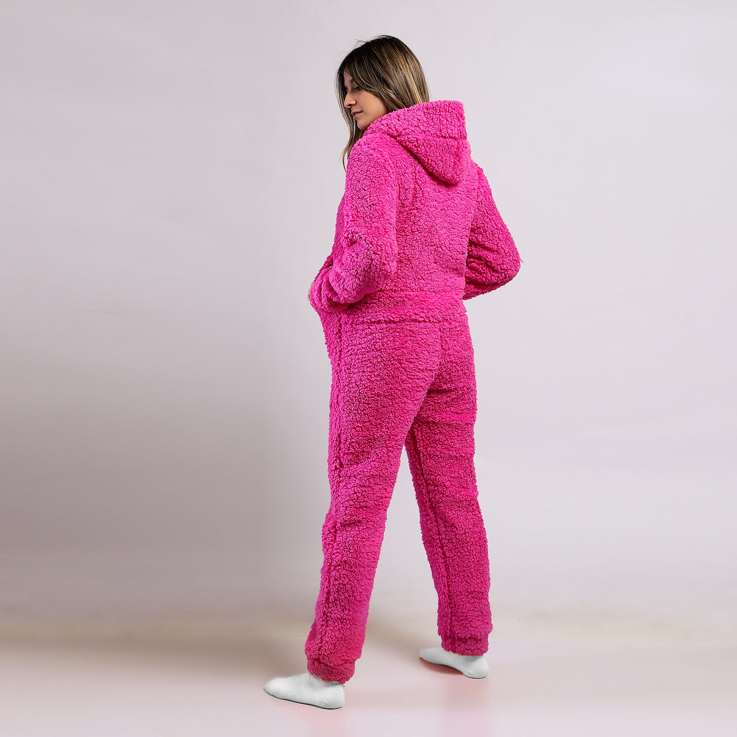 Hooded Neck Wool Kangaroo Pocket Jumpsuit