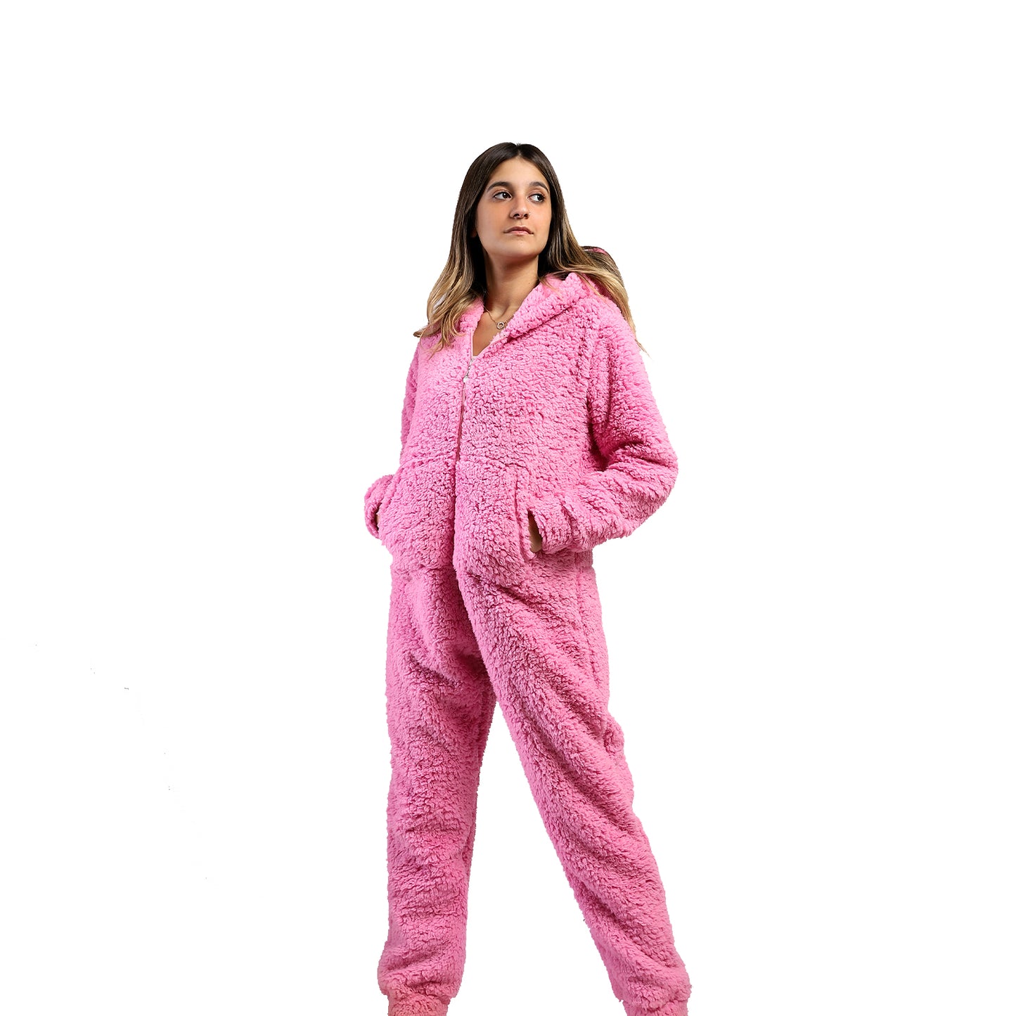 Hooded Neck Wool Kangaroo Pocket Jumpsuit