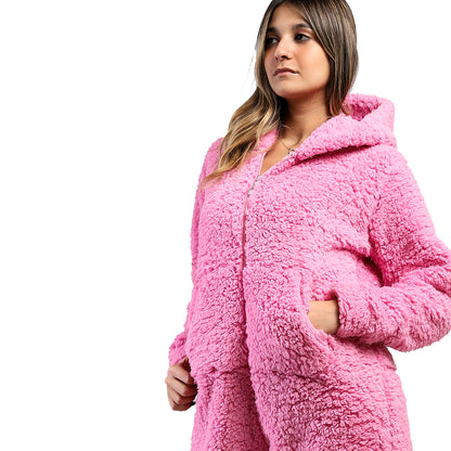 Hooded Neck Wool Kangaroo Pocket Jumpsuit