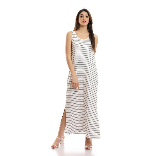 sleeveless stripped maxi Dress
