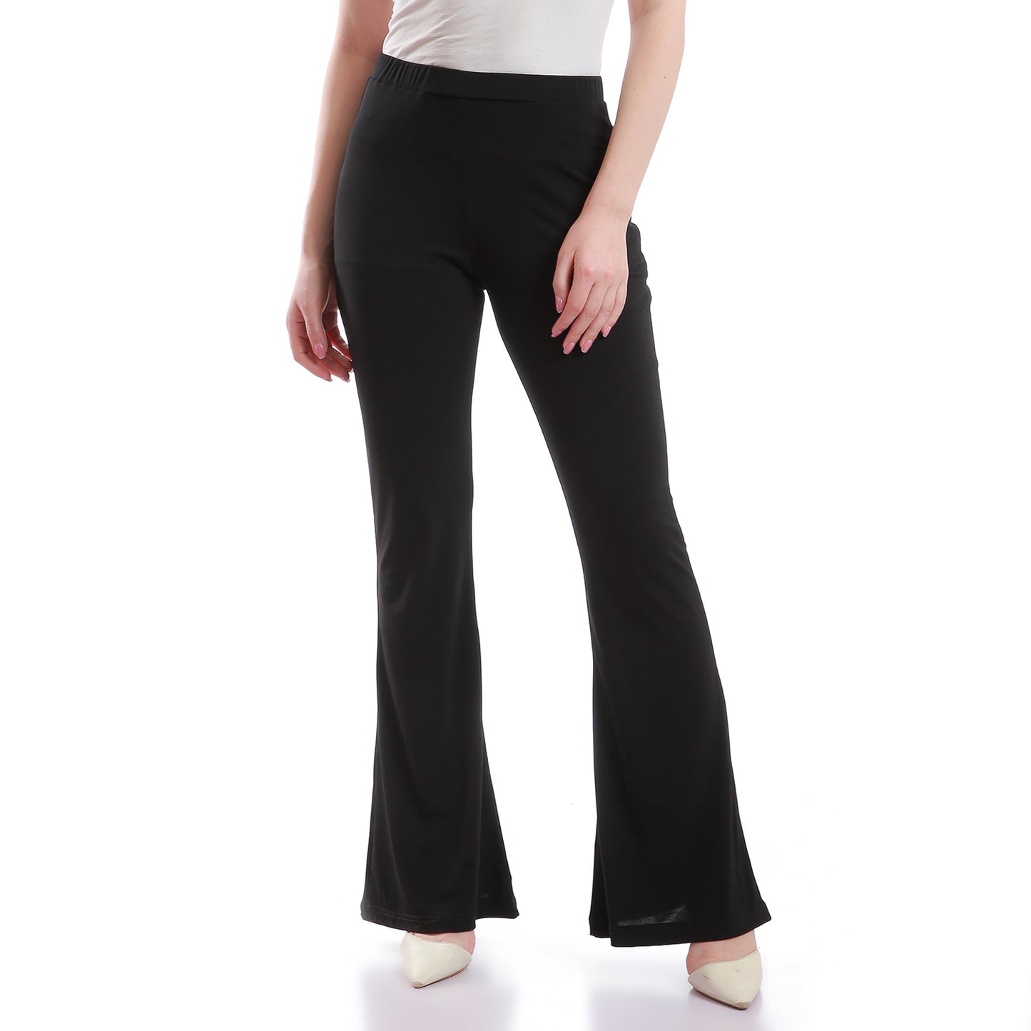 Elastic waist boot cut pants