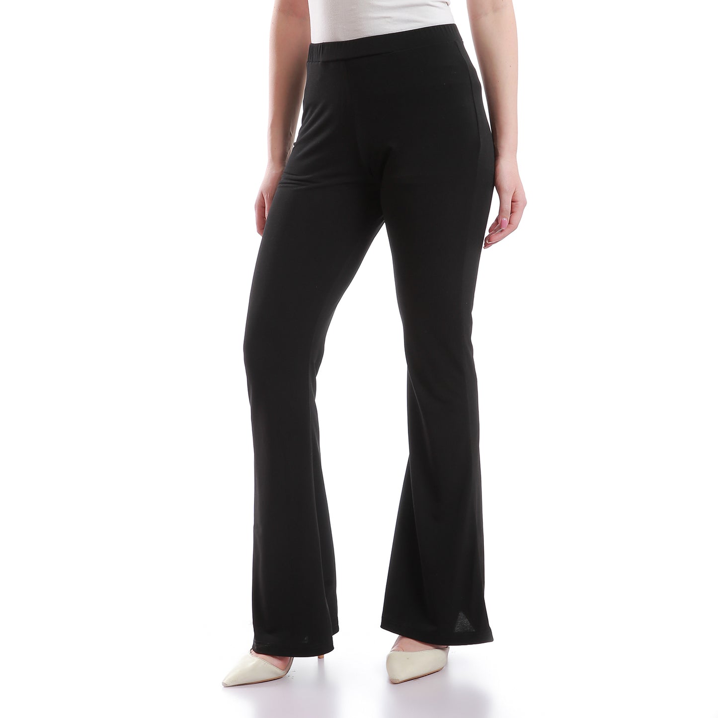 Elastic waist boot cut pants