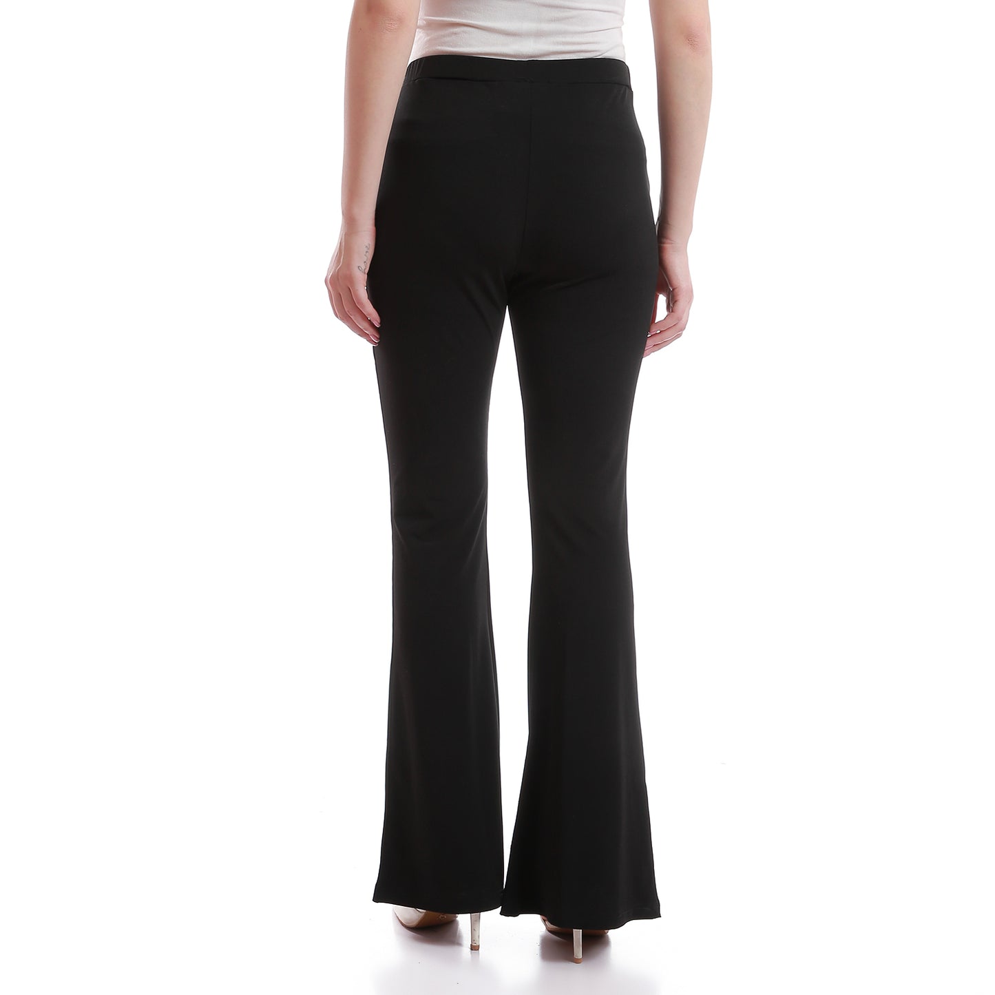 Elastic waist boot cut pants