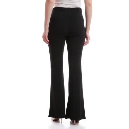 Elastic waist boot cut pants