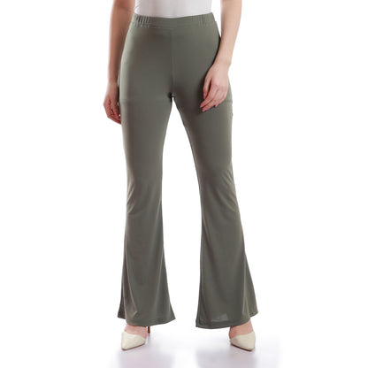 Elastic waist boot cut pants