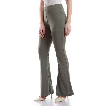 Elastic waist boot cut pants