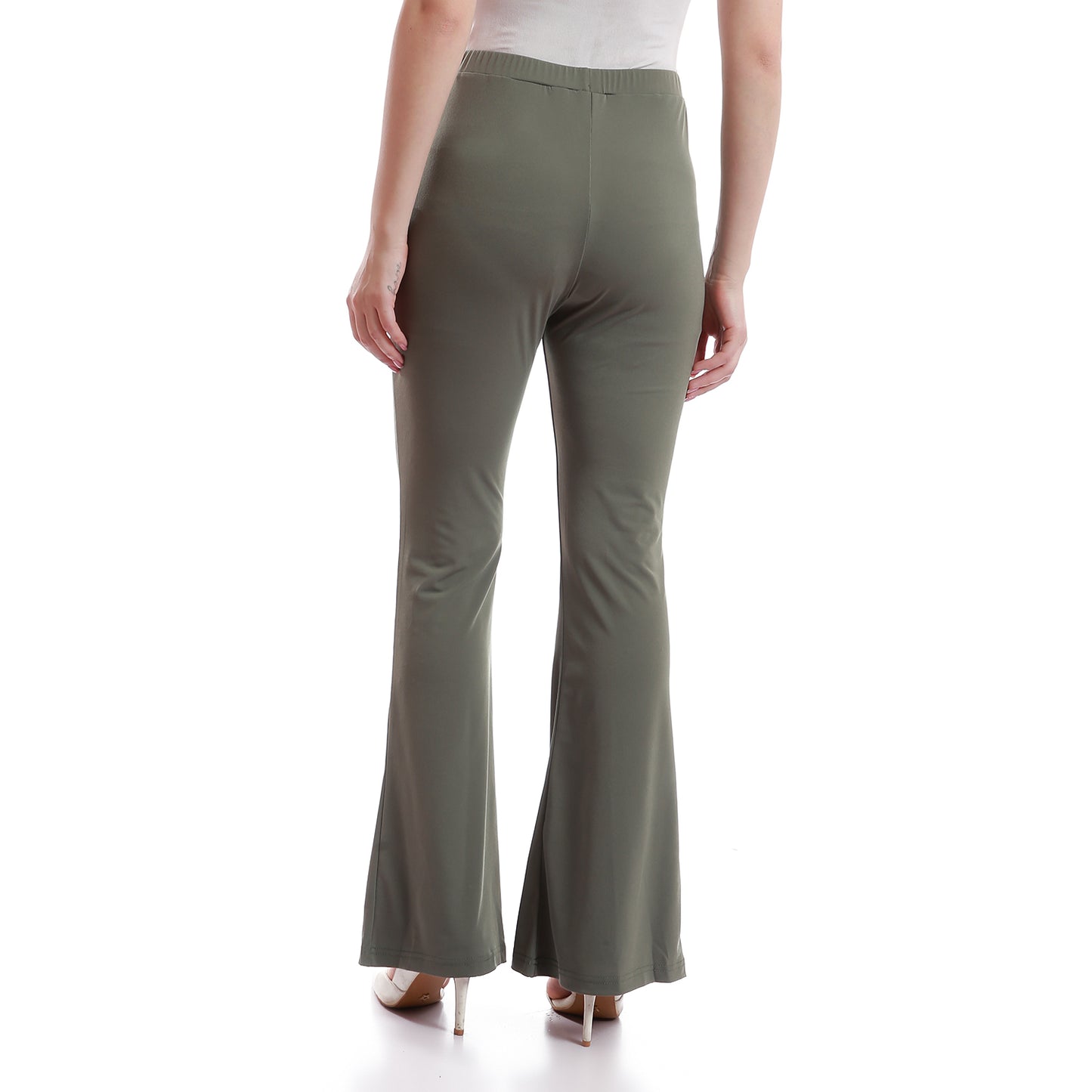 Elastic waist boot cut pants