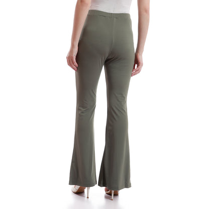 Elastic waist boot cut pants