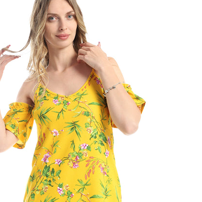 Floral Slip On Mini Dress