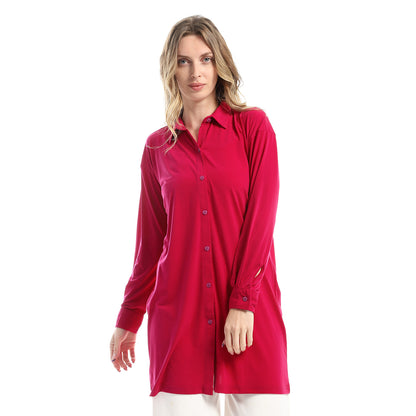 Plain Buttoned Down Long Shirt
