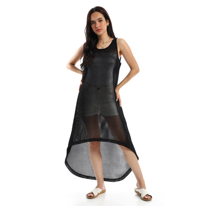 High-Low Sleeveless Net Coverup