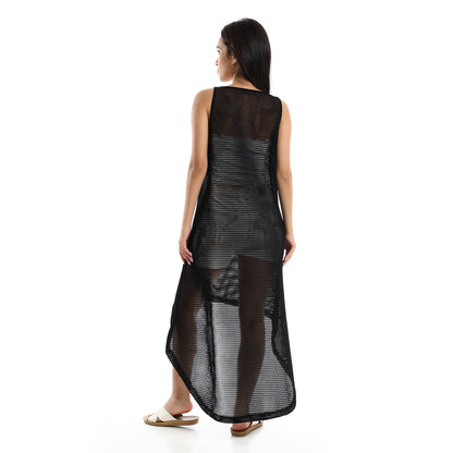 High-Low Sleeveless Net Coverup